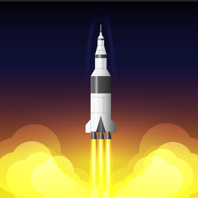 Kreslenie ilustrácie vesmírnej rakety.